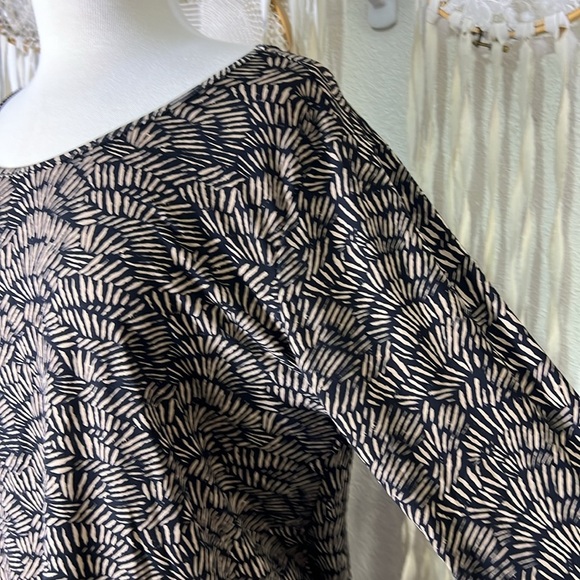 Clara Sunwoo Black and Brown Print Quater Sleeve Tunic Length Top Size XL - Picture 4 of 10